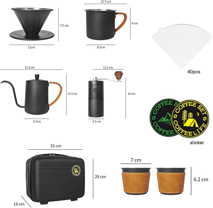 Pour Over Coffee Set DIY Manual Coffee Maker Set for Coffee Lovers Hand Coffee Maker Portable Travel Gadgets Manually Operated Perfect for Camping (Size : B)