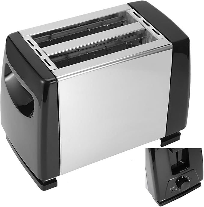 2 Slice Extra Wide Slot Toaster Stainless Steel Toaster Machine with 6 Toast Settings Removable Crumb Tray and Compact Design Perfect for Toasting Bread Bagels Waffles and Puff Pastry