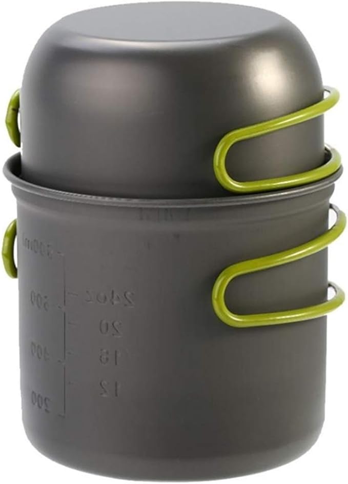 Outdoor Hiking Camping 1-2 Person Travel Cookwear Set with Handgrip Tableware Picnic Tableware Pots Cookware Set Cookware Picnic Boiler Cookware