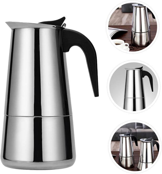 Stainless Steel Coffee Pot Food-grade Electric Coffee Maker for Stovetop Brewing Capacity for Home and Travel Rapid Brewing for Delicious Espresso Lattes and More