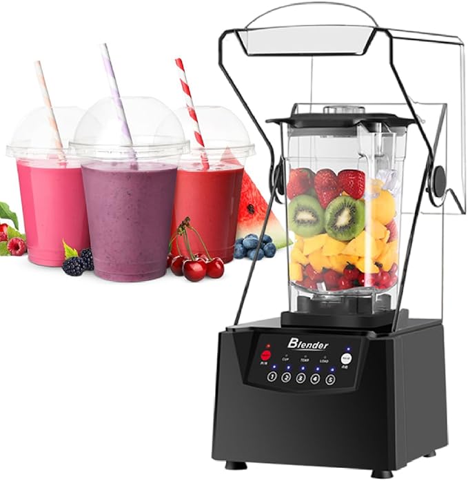 Commercial Smoothie Blender Professional Blender with Removable Shield 68oz Jar 6-Blade Blade for No Dead Ends Mixing220V