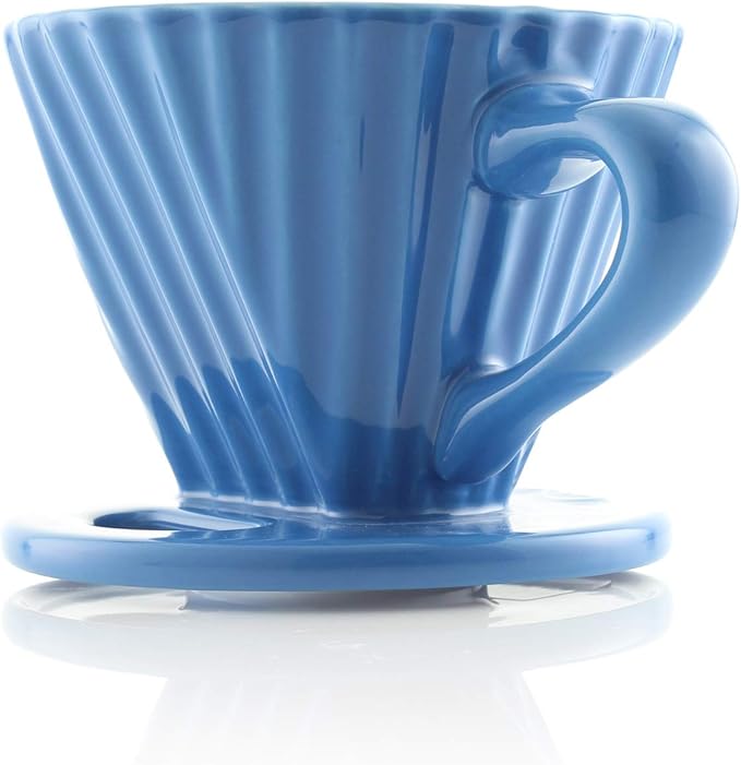 Chantal Lotus ceramic pour over coffee dripper 8 Ounces Blue Cove