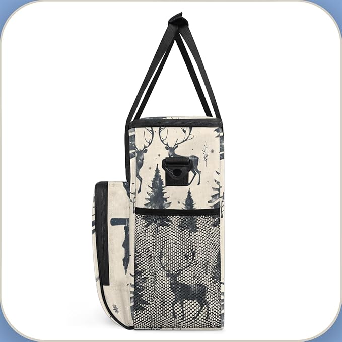 Christmas Festivals Coffee Maker Carrying Bag Deer Tree Travel Storage Bag Compatible with K-Mini or K-Mini Plus Single Serve Coffee Brewer Carrying Case with Multiple Pockets &amp Shoulder Strap