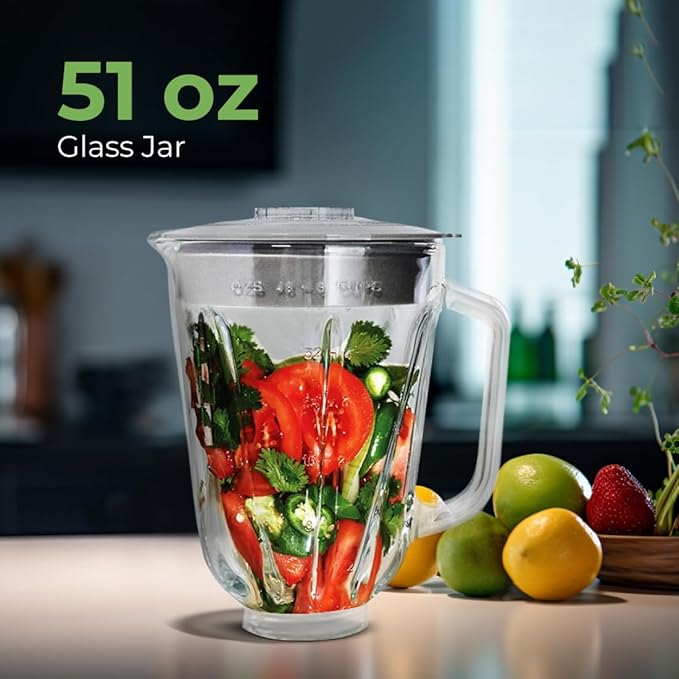 Koblenz 51-oz Glass Jar Blender 10 Speed and 2 Pulse Blender Countertop Blender with Stainless Steel Blades Perfect for Shakes and Smoothies 500-Watt Motor White LKM-5910 VB