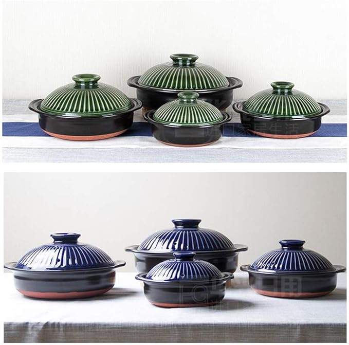 Pots Set Japanese Hot PotClay Rice CookerRound Ceramic CasseroleHeat-Resistant Earthenware Rice PotSlow Stew PotStovetop Ceramic CookwareStockpot