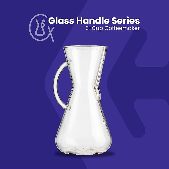 Chemex Pour-Over Glass Coffeemaker - Colored Glass Handle Series - 3-Cup Gold - Exclusive Packaging