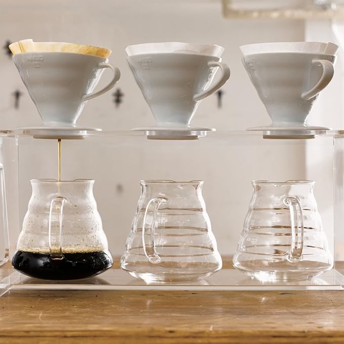 Hario V60 Ceramic Coffee Dripper Pour Over Cone Coffee Maker Size 02 White &amp V60 Paper Coffee Filters Size 01 Natural 40ct Boxed