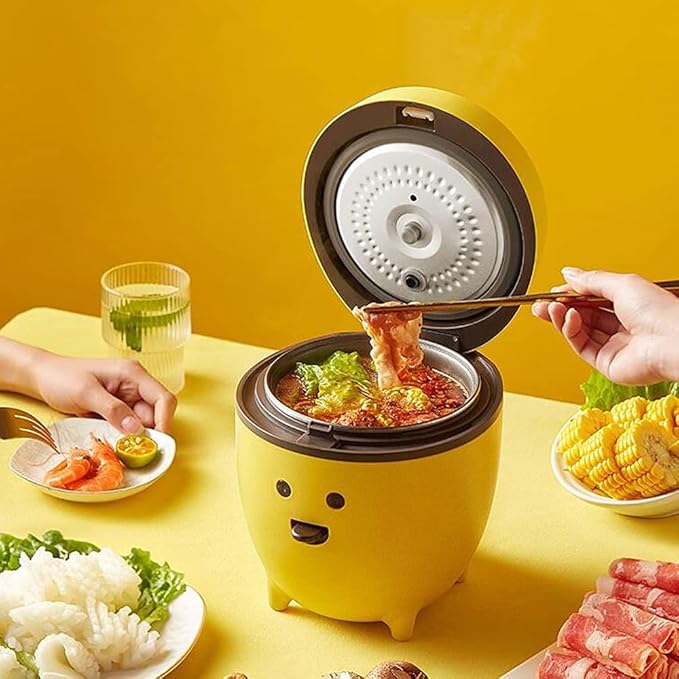 Mini Rice Cooker Steamer Portable Travel Steamer with Removable Nonstick Pot Keep Warmm for 1-2 People for Cooking Rice Stews Oatmeal etc