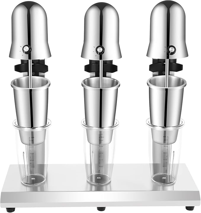 Electric Milkshake Maker Machine Stainless Steel Milk Mixer Blender Triple Head Malt Blender Drink Mixer 110V 540W Commercial Smoothie Mixer (3 Head)