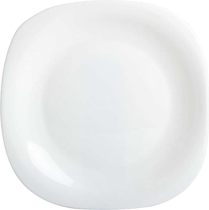 Gibson Home Ultra Break and Chip Resistant Dinnerware Set Square: Service for 6 (18pcs) Opal Glass
