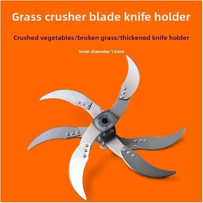 Agricultural Fruit And Vegetable Crusher 4/6 Blade Breeding Cutter Electric Drill Chopper Blade Fits Goose Chicken Feed Grass(4 bldae with Shaft)