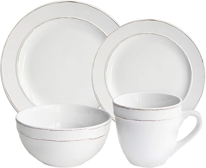 American Atelier Olivia Round 16 Piece Dinnerware Set White 10.4x10.4