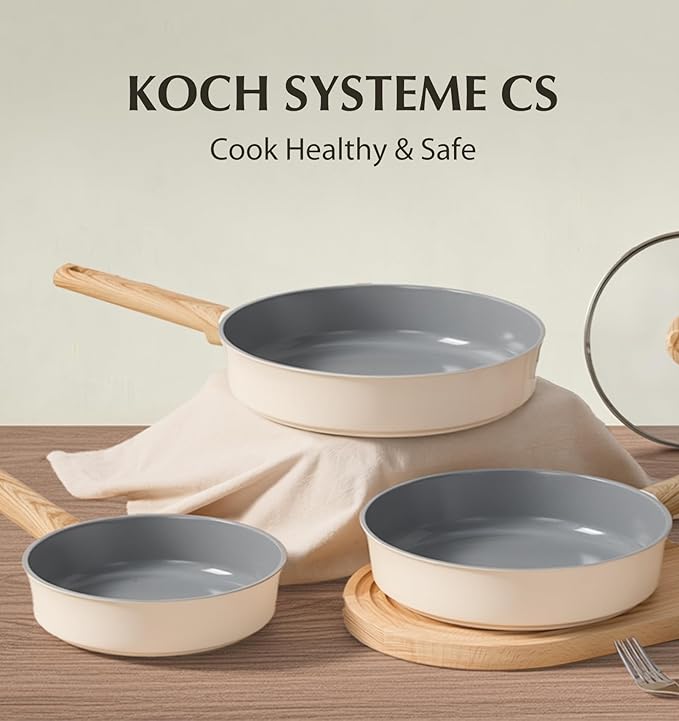 KOCH SYSTEME CS Nonstick Ceramic Cookware Set Nonstick Pots and Pans Set with Stay-Cool Handles Non-toxic Ceramic Kitchen Cooking Set Induction Compatible Dishwasher Safe PFAS and PFOA Free
