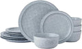 Pfaltzgraff Blooming Meadow 12 Piece Plates Bowls Dinnerware Set Service for 4 Blue