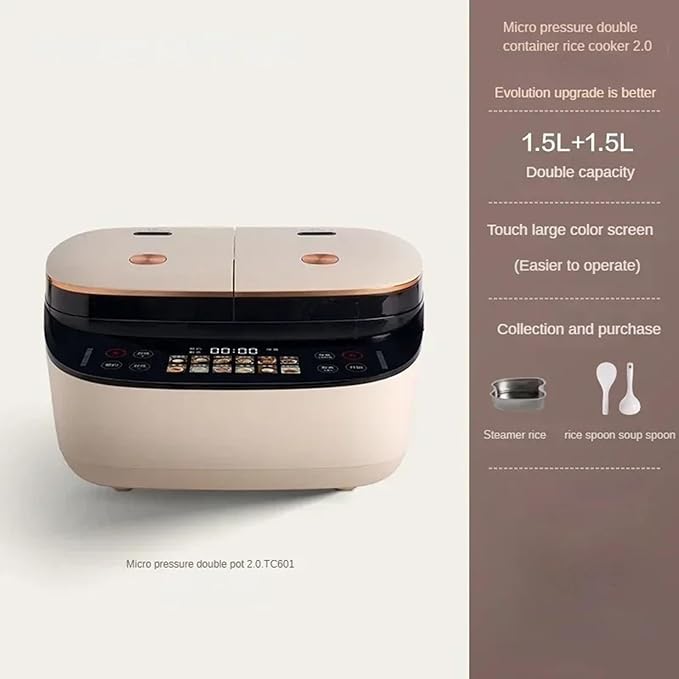 Rice Cookers Double Bile Rice Cooker Intelligent Steaming Pot Soup Cooking One Home Kitchen Multifunctional Electric Lunch Box Rice Maker