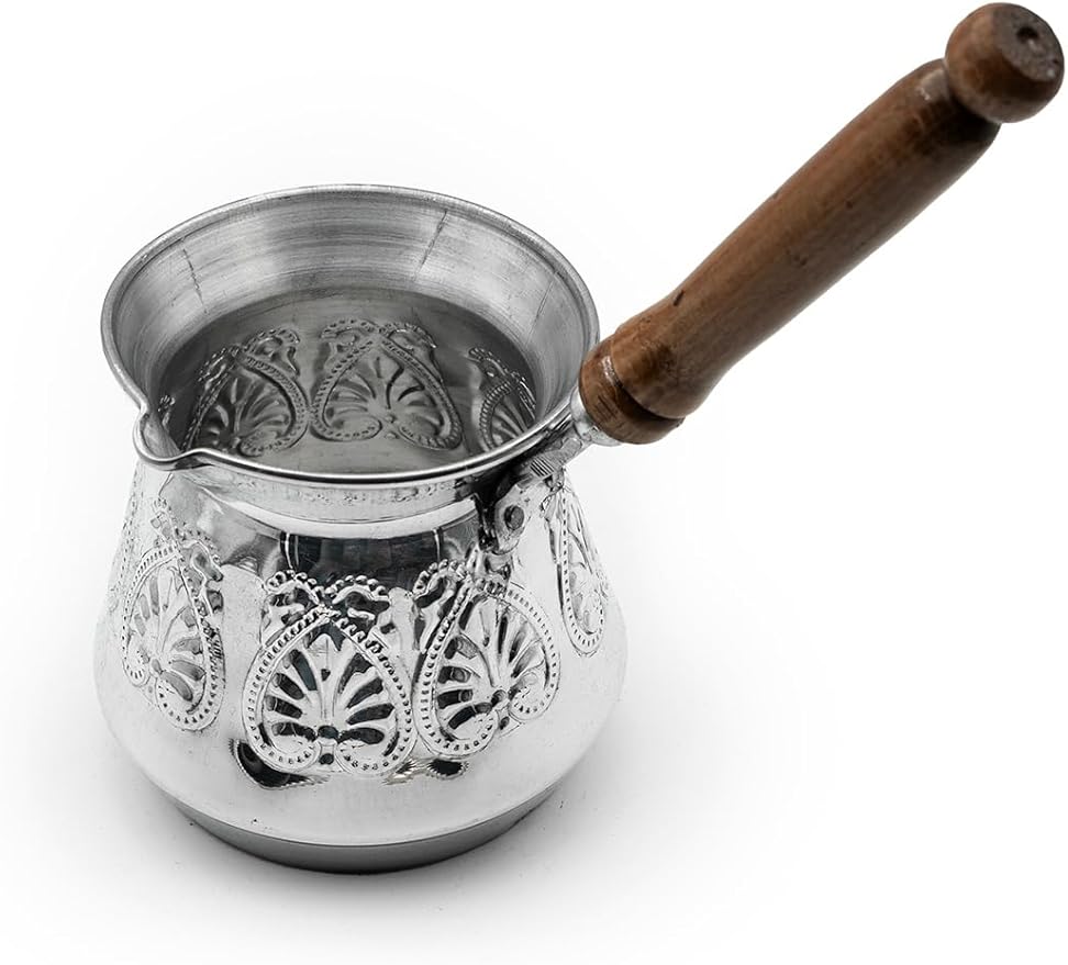 Aluminum Coffee Pot Single Piece Traditional Turkish Coffee Maker Lightweight Aluminum Pot for Home Kitchen Use Gray Color One Size - Gray One Size