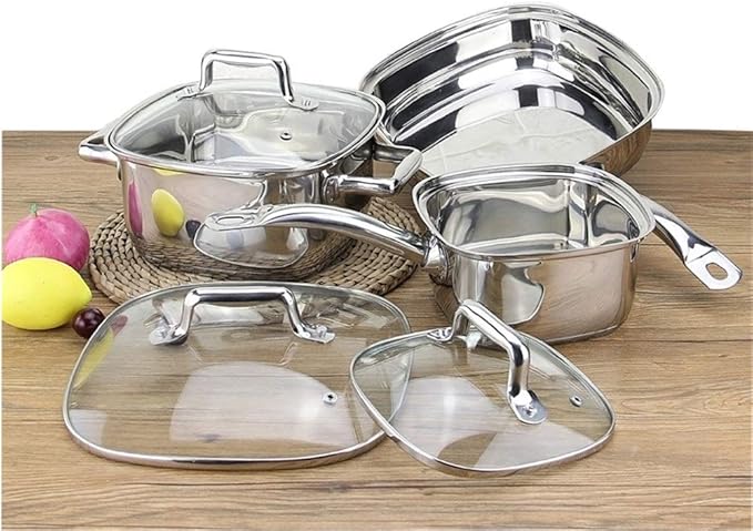 Pot Set Professional Kitchen Cookware Set for All Stoves Including Induction Cookers Cookware Cooking Set(Silver 16+20+24cm)