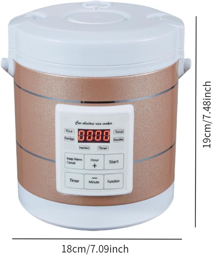 Car Multicooker Car Electrical Appliance Space Saving Easy to Use Noodle Cooker Food Heater for Trucks Camping 1 to 2 People Gold