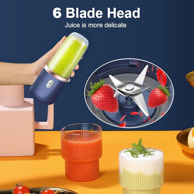 Portable Blender Wireless Personal Size Blender with 6 Sharp Blades Mini Fruit Juice Blender for Shakes and Smoothies