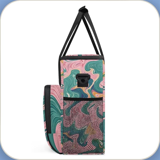 Tie Dyeing Coffee Maker Carrying Bag Pink Green Portable Travel Storage Tote Bag Compatible with K-Mini or K-Mini Plus Single Serve Coffee Brewer Carrying Case with Multiple Pockets &amp Shoulder S