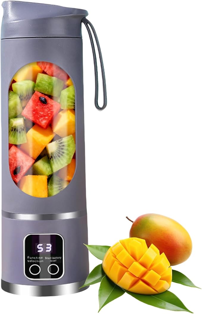 Electric Juicer Cup Display Fruit Mixing Machine 12 Inches Personal Blender with Rechargeable Battery Portable Shakes Maker with Safety Lock Kitchen Gym Travel Dormitory Apartment Organizer
