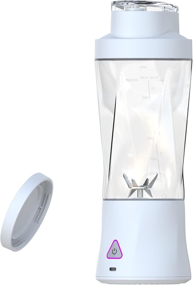 Portable juicer large capacity charging juicer cup wireless juice mixer household small ice blender portable cup multifunctional food processor (White)