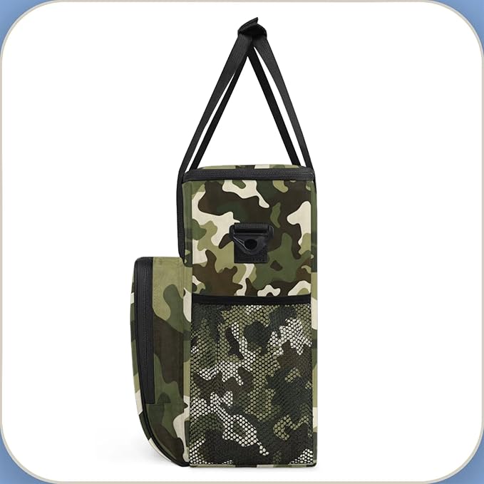Classic Camouflage Coffee Maker Travel Bag for Keurig K-Mini/K-Mini Plus Insulated Waterproof Tote with Pockets for K-Cup Portable Single-Serve Brewer Case