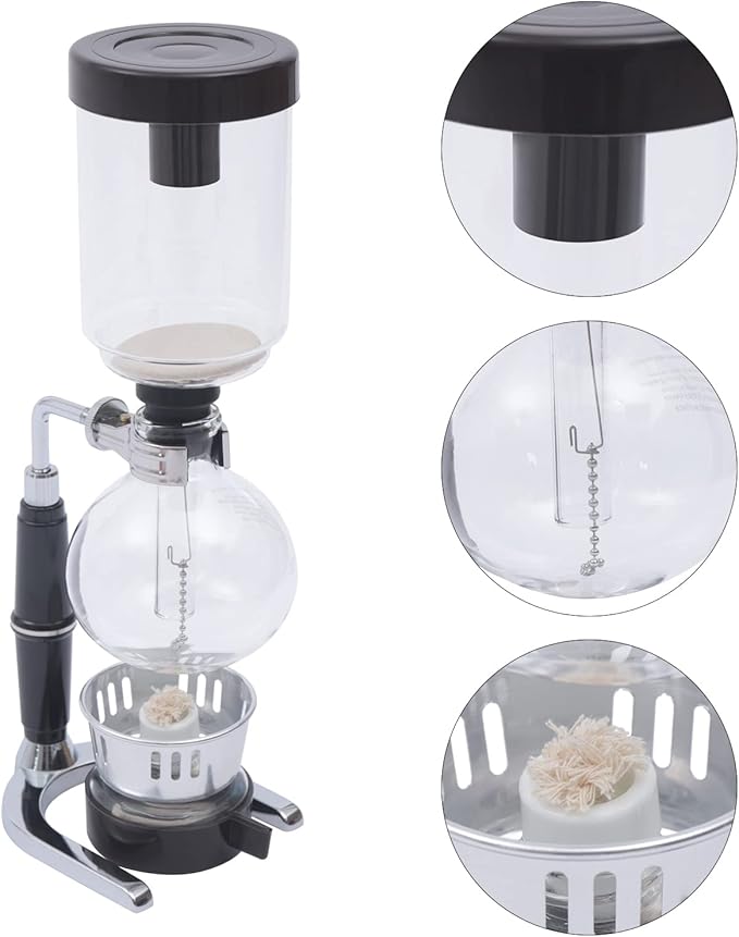 Siphon Coffee Maker Syphon Coffee Brewer Coffee Siphon Brewer Tabletop Glass Siphon Pot Glass Drip Coffee Maker Set Hot Tea Maker for Home Household and Office (360ml)