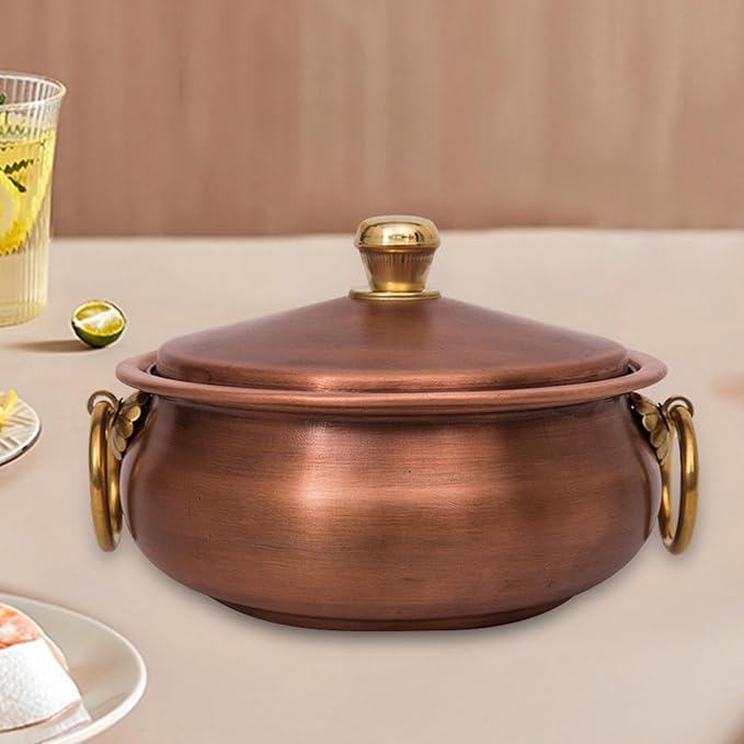 YIJU Handcrafted Copper Pot Cookware Set for Home And Camping 16cm Dia