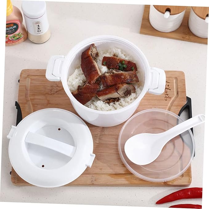 PRETYZOOM 2pcs Insulated Rice Cooker Microwave Rice Cooker Steamer Pot Basket Microwave Containers Portable Asian