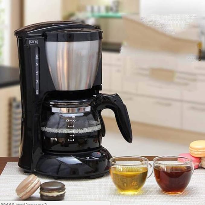 coffee machines Fashion Insulation Tea Machine Automatic Drip Coffee Maker Home 17X18X26cm (Color : Pinkish grey) (Black)