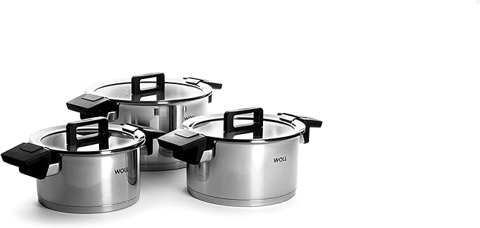 Woll Concept 6-Piece Induction Saucepan Set Suitable for All Types of Cookers Stainless Steel Oven-Safe up to 200° Silver