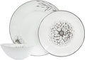 Ricci Argentieri Dahlia Dinnerware Set Dinner Plate 10in Salad Plate7.5 and Soup Plate 6in Porcelain Dinnerware Everyday Dining or Special Occasions Gift for Weddings and Housewarmings
