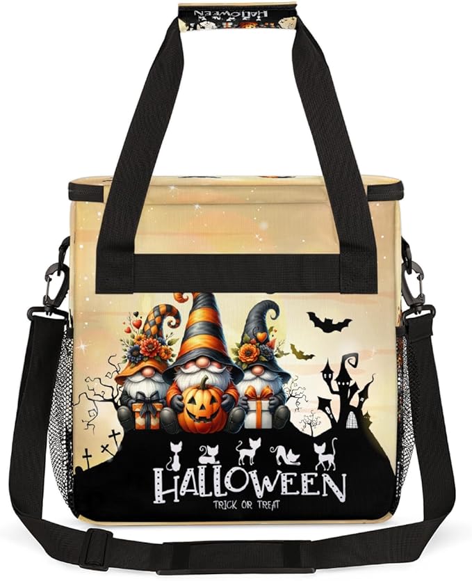 Halloween Goblin Pumpkin Gifts Coffee Maker Carring Bag Travel Carrying Storage Tote Bag Compatible with Keurig K-Mini or K-Mini Plus Portable Single Serve Coffee Brewer Case with Pockets