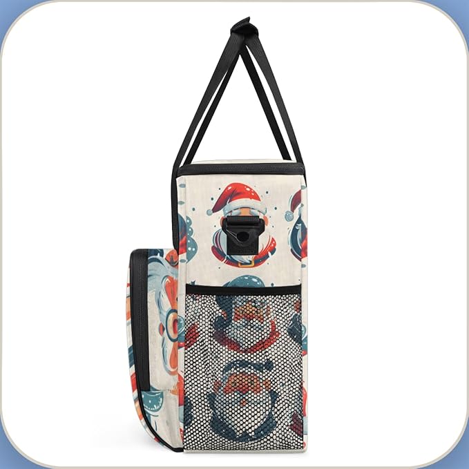 Colorful Santa Claus Coffee Maker Carrying Bag Xmas Santa Claus Travel Storage Bag Compatible with K-Mini or K-Mini Plus Single Serve Coffee Brewer Carrying Case with Pockets &amp Shoulder Strap