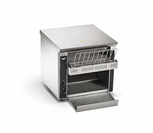 Vollrath CT2H-120250 Horizontal Conveyor Toaster Stainless Steel 120V 10.5 Wide Conveyor 250 Slices/Hour Capacity Variable-Speed Control Quartz Heating 2.5 Product Opening