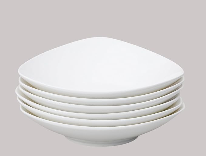 Bone China Elegance White Triangle Bowl 10oz 5inch x 5inch Set of 6 Pieces