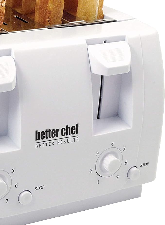 4 Slice Dual-control Toaster In White Removable Crumb Tray
