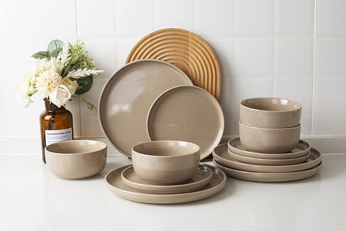 Famiware Milkyway Dinnerware Sets 20 Piece Dish Set Cinnamon Brown