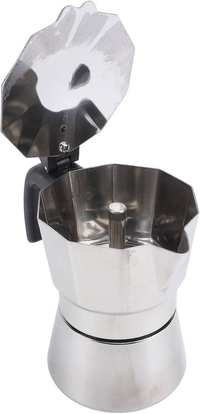 Octagonal Stovetop Coffee Maker Stainless Steel Even Heat Distribution Safe Material Compatible with Gas Stove and Induction Cookers Produces Rich Italian Coffee (150ML)