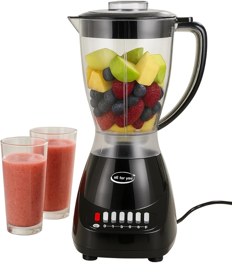 J&ampV TEXTILES 10 Speed Countertop Blender Juicer &amp Smoothie Maker Slim Flip &amp Store Design Dishwasher Safe 51oz Capacity Pitcher &amp Lid Stainless Steel Blade 400 Watt