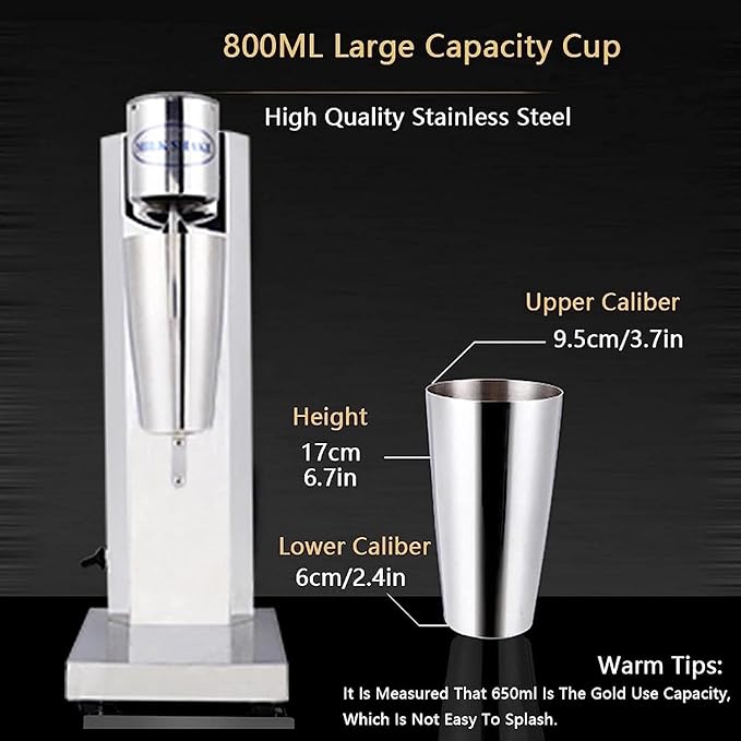 Milkshake MakerBlenders Commercial Single Head Drink Mixer Electric Stainless Steel Milkshake Maker with 800Ml Cup for Smoothie Milk Ice Cream