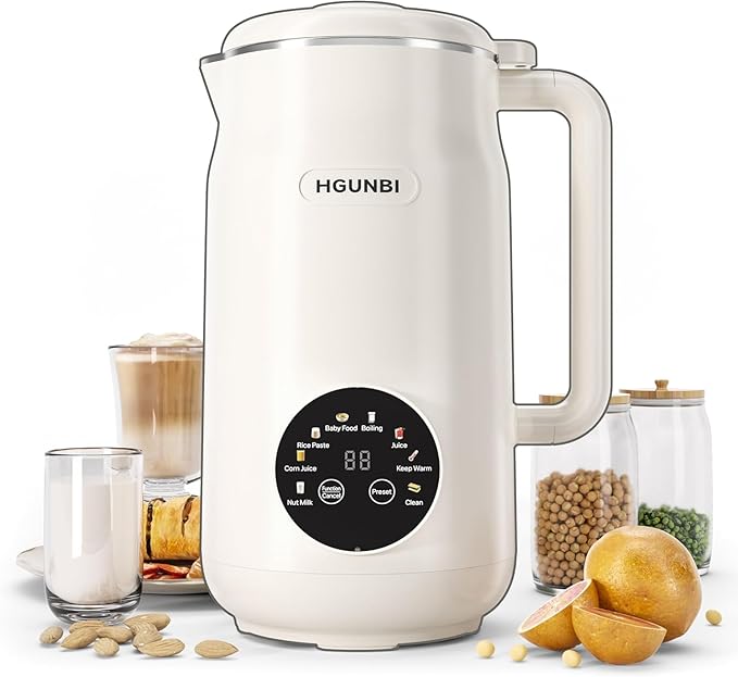 8-in-1 Automatic Nut Milk Maker Machine 50oz Soy Milk Maker with 12 Blades Nut Milk Maker Blender for Homemade Plant-Based Milk Oat Soy with Self-Cleaning Keep Warm 12-Hour Delay