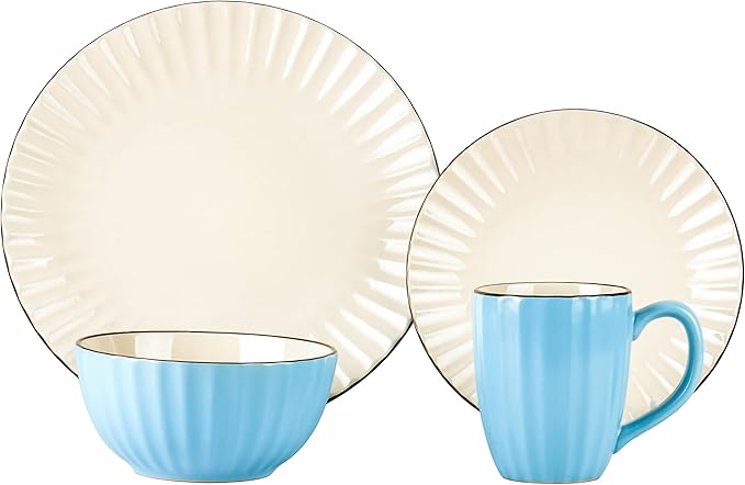 Osita Strip Stoneware 16pc Dinnerware Set Blue