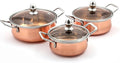 Minar Copper with Glass Lid Cookware Set (Stainless Steel Copper 3 - Piece)