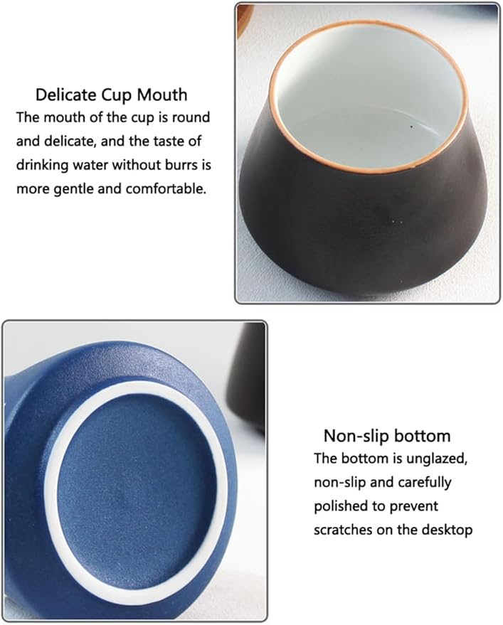 Pour Over Coffee Maker Set Vintage Ceramic Pour Over Coffee Dripper Set for Home Café Restaurant Camping 8 OZ/250ML (Black B)