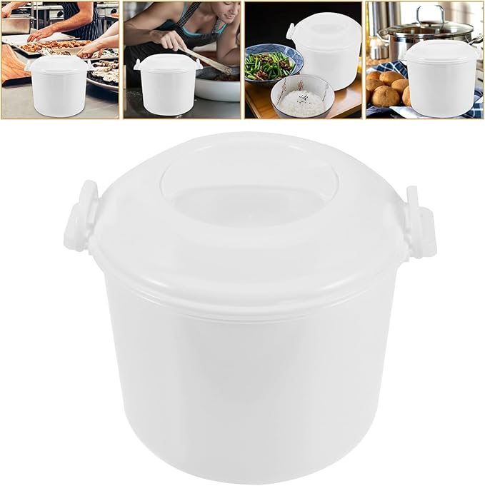 GLEAVI 3L Microwave Rice Cooker with Lid Portable Rice Maker Microwave Safe Food Container Steaming and Heating for Home and Travel