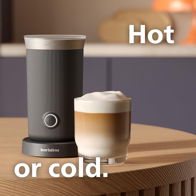 Philips Baristina Milk Frother - Foam milk perfectly. Hot and Cold. Dairy and Non-Dairy. Easy to Clean. for Philips Baristina Espresso Machines. Black (BAR311/60)