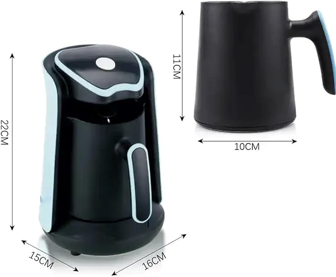MARADO Turkish Arabic Greek Coffee Pot Maker Electric Machine 110v US PLUG 100% BPA-free 1-4 Cups Brewing Capacity with Cook Sense Technology Anti - Overflow cooking (Blue) NORMAL MA-1688