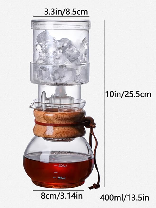 13.5oz Slow Drip Cold Brew Coffee Maker Borosilicate Glass Iced Dripper Pour Over Coffee Brewer Gift for Coffee Bar Accessories